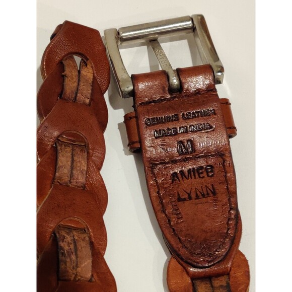 Aimee Lynn Belt Braided Leather Silver Horseshoe Accents Size 1x36 inches 2 tip - Picture 6 of 9